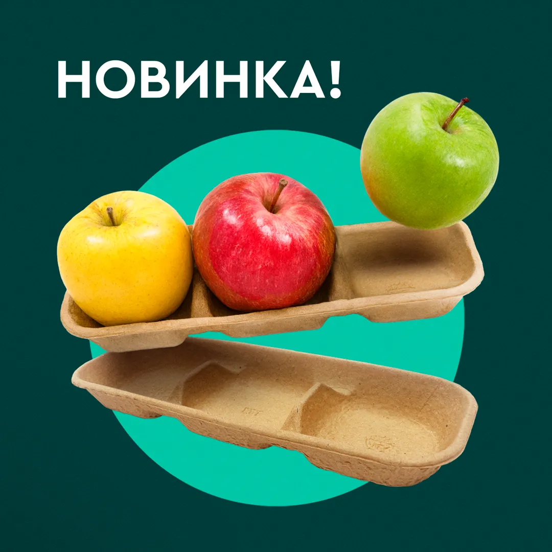 Новинка! 3-х секционный лоток из пульперкартона: надежная упаковка для фруктов и овощей